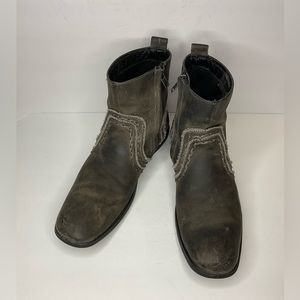 Bed Stu Revolution Men Size 11.5 Brown Genuine Leather Side Zip Ankle Boots